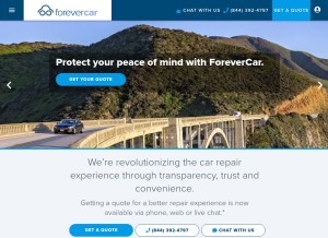 How forevercar.com looks like on a tablet such as an iPad.