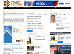 How forkliftaction.com looks like on a tablet such as an iPad.