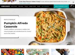 How forksoverknives.com looks like on a tablet such as an iPad.
