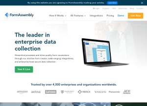 How formassembly.com looks like on a tablet such as an iPad.