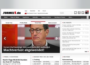 How formel1.de looks like on a tablet such as an iPad.