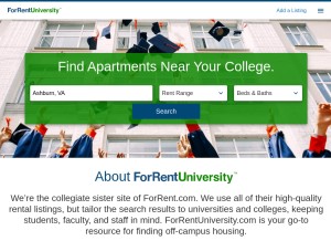 How forrentuniversity.com looks like on a tablet such as an iPad.