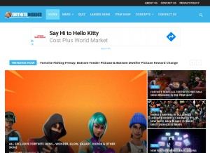 How fortniteinsider.com looks like on a tablet such as an iPad.