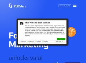 How fospha.com looks like on a tablet such as an iPad.
