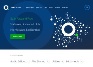 How fosshub.com looks like on a tablet such as an iPad.