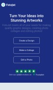 How fotojet.com looks like on a mobile device such as an iPhone.