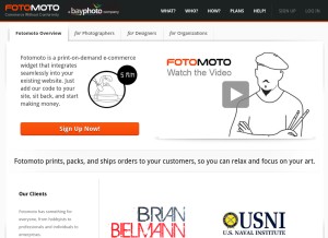 How fotomoto.com looks like on a tablet such as an iPad.