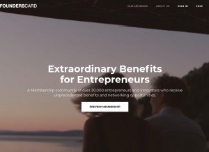 How founderscard.com looks like on a tablet such as an iPad.