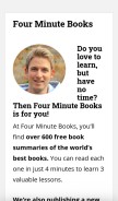 How fourminutebooks.com looks like on a mobile device such as an iPhone.