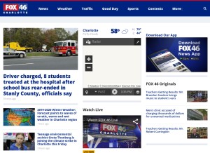 How fox46charlotte.com looks like on a tablet such as an iPad.