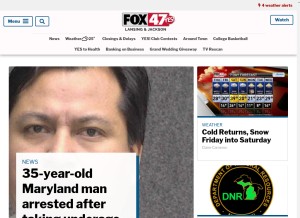 How fox47news.com looks like on a tablet such as an iPad.