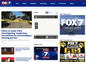 How fox7austin.com looks like on a tablet such as an iPad.