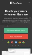 How foxpush.com looks like on a mobile device such as an iPhone.