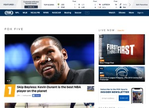How foxsports.com looks like on a tablet such as an iPad.