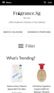 How fragrance.sg looks like on a mobile device such as an iPhone.