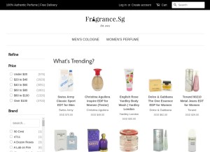 How fragrance.sg looks like on a tablet such as an iPad.