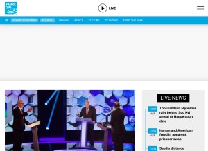 How france24.com looks like on a tablet such as an iPad.