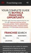 How franchising.com looks like on a mobile device such as an iPhone.