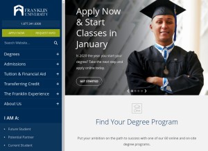 How franklin.edu looks like on a tablet such as an iPad.