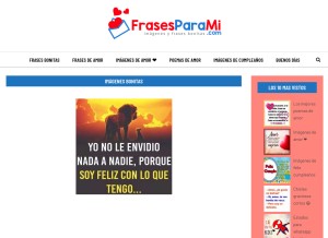 How frasesparami.com looks like on a tablet such as an iPad.