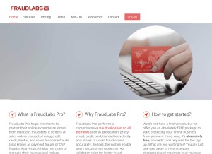 How fraudlabspro.com looks like on a tablet such as an iPad.