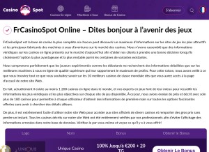 How frcasinospot.com looks like on a tablet such as an iPad.