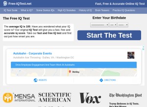 How free-iqtest.net looks like on a tablet such as an iPad.