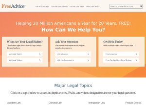 How freeadvice.com looks like on a tablet such as an iPad.