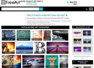 How freeart.com looks like on a tablet such as an iPad.