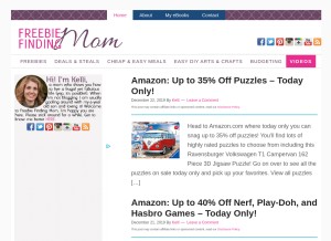 How freebiefindingmom.com looks like on a tablet such as an iPad.