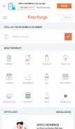 How freecharge.in looks like on a mobile device such as an iPhone.