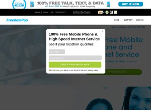 How freedompop.com looks like on a tablet such as an iPad.