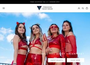 How freedomravewear.com looks like on a tablet such as an iPad.