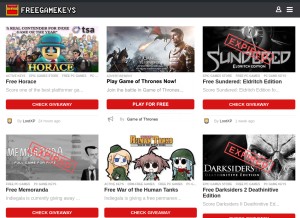 How freegamekeys.com looks like on a tablet such as an iPad.