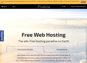 How freehostia.com looks like on a tablet such as an iPad.
