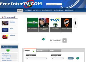 How freeintertv.com looks like on a tablet such as an iPad.