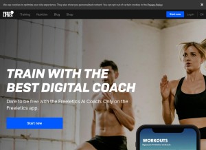 How freeletics.com looks like on a tablet such as an iPad.