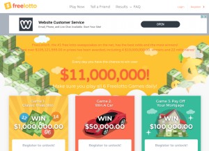 How freelotto.com looks like on a tablet such as an iPad.
