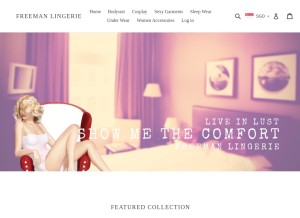 How freemanlingerie.com looks like on a tablet such as an iPad.