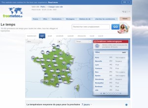 How freemeteo.com looks like on a tablet such as an iPad.