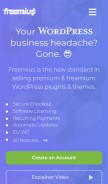 How freemius.com looks like on a mobile device such as an iPhone.