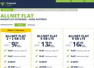 How freenetmobile.de looks like on a tablet such as an iPad.