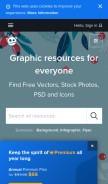 How freepik.com looks like on a mobile device such as an iPhone.