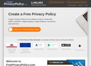 How freeprivacypolicy.com looks like on a tablet such as an iPad.