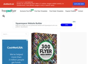 How freepsdflyer.com looks like on a tablet such as an iPad.