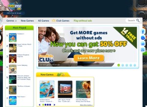 How freeridegames.com looks like on a tablet such as an iPad.