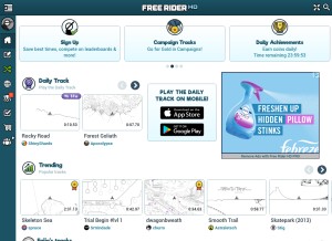 How freeriderhd.com looks like on a tablet such as an iPad.