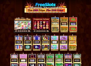 How freeslots.com looks like on a tablet such as an iPad.
