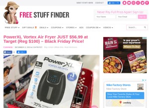 How freestufffinder.com looks like on a tablet such as an iPad.