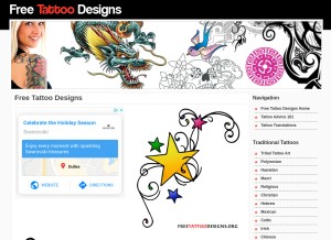 How freetattoodesigns.org looks like on a tablet such as an iPad.